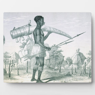 Eingeborene, die einen geschmückten Elfenbein-Elef Fotoplatte