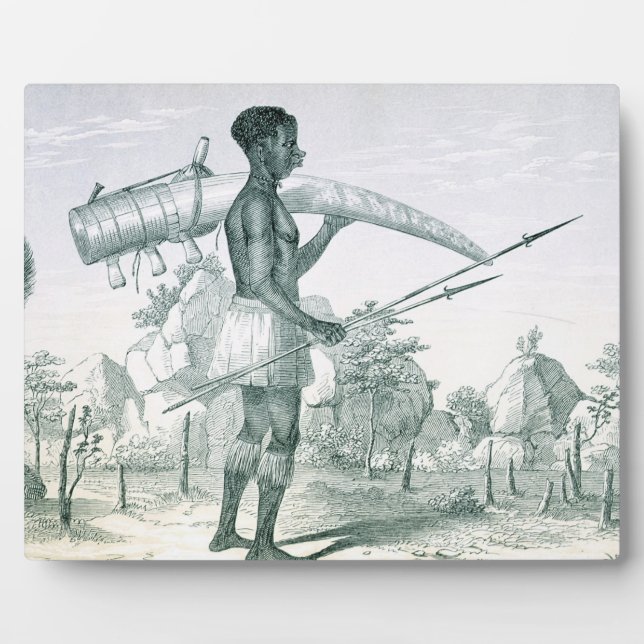 Eingeborene, die einen geschmückten Elfenbein-Elef Fotoplatte (Vorderseite)