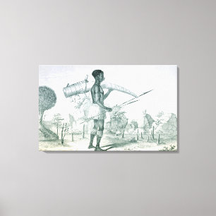 Eingeborene, die einen geschmückten Elfenbein-Elef Leinwanddruck