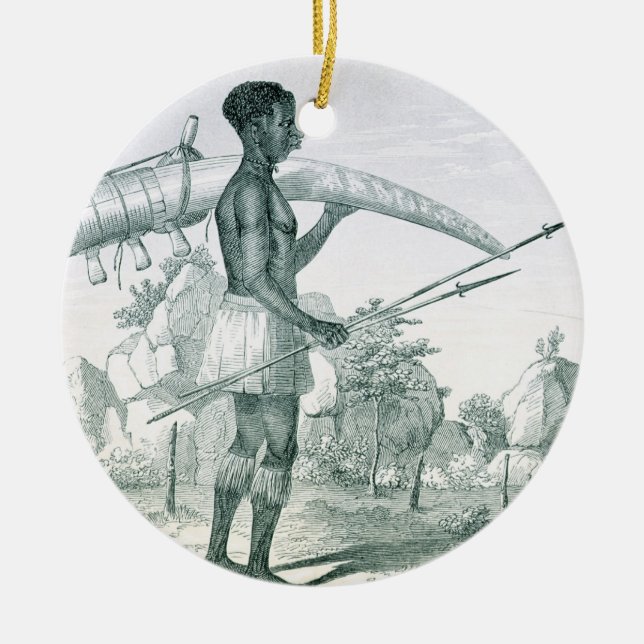 Eingeborener, der einen verzierten keramik ornament (Vorne)