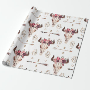 Eingeborener Stierschädel und Pfeile tribal nahtlo Geschenkpapier