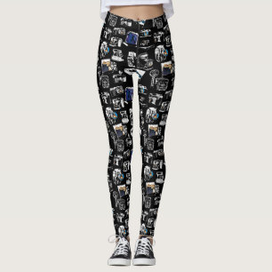Eingefangene Vintage-Kamera-Blitzbirne Wiederholun Leggings