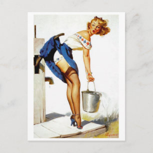 Eingefangenes Pin Up Mädchen Postkarte