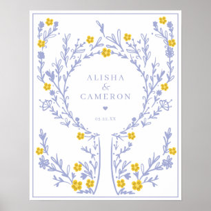 Eingefasster violetter Fingerabdruck-Baum Hochzeit Poster