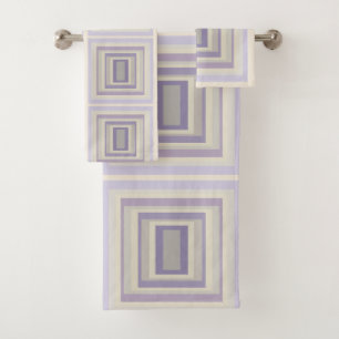 Eingefasstes Kreidegrau-Lavendel-Geometrisches Des Badhandtuch Set