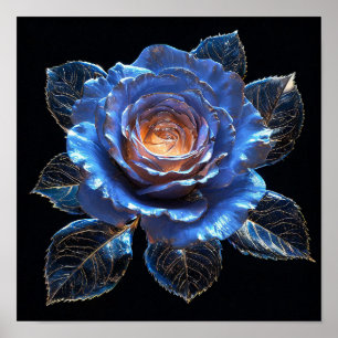 Eingefrorene blaue Blume Poster