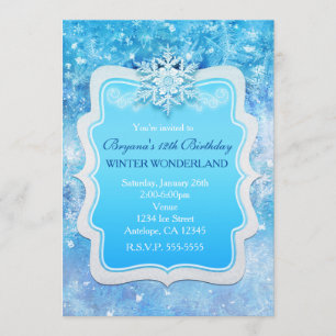 Eingefrorene Eis-Winter-Wunderland-Schneeflocken-E Einladung