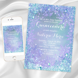 Eingefrorene Winter Wonderland Quinceanera Einladung