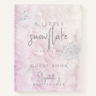 Eingefrorenes Schneeflocken-Rosa-Baby-Shower-Gäste Notizbuch