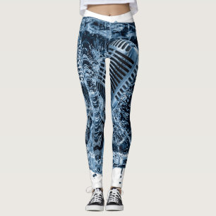 Eingefrorenes Vintage-Mikrofon-Eisblock-Musik-Kuns Leggings