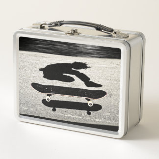 eingeklemmtes Skateboard Metall Lunch Box