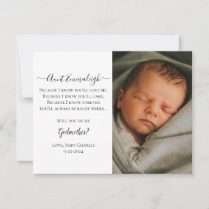 Eingeladen werden, eine Taufpatin mit Bildern vorz Einladung