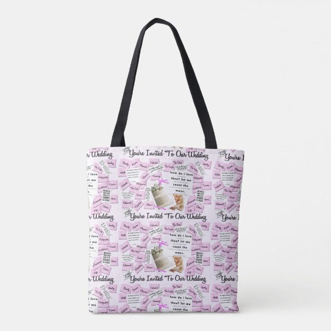 Eingeladen zu unserer Hochzeitsgeschenktasche für  (Rückseite)