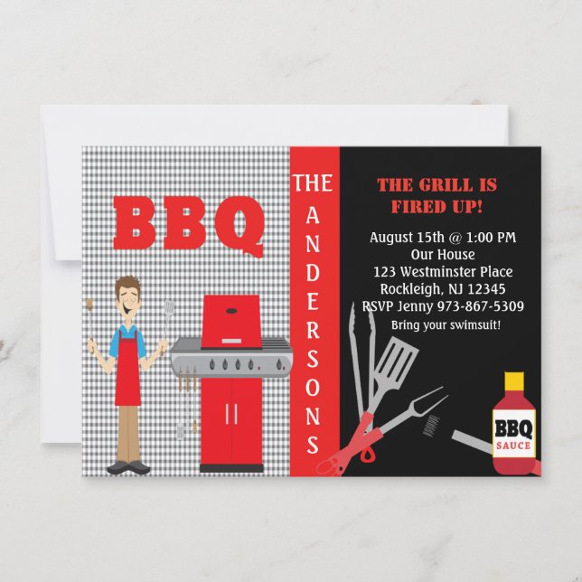 Eingeladener Brand in der Grill-GRILLEN Einladung (Vorderseite)