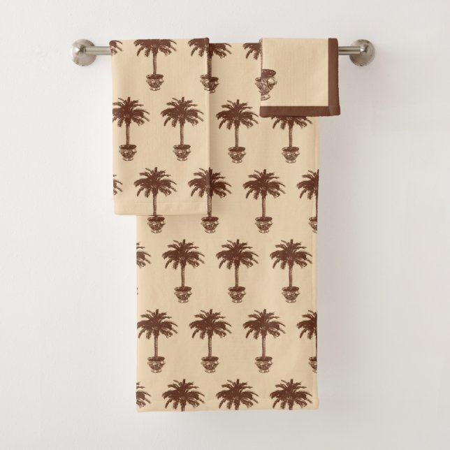Eingemachte Palme - dunkles Braun und Tan Badhandtuch Set (Insitu)