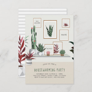 Eingemachte Pflanzen der Housewarming-Party Einladung