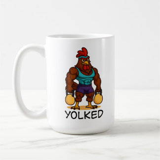 Eingeölter Hahn – Lustige Starke Hühner-Kettlebell Kaffeetasse