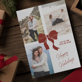 Eingepacktes Geschenk mit Schleife Foto-Kollage Feiertagskarte