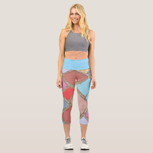 eingeprägte Blätter Capri Leggings
