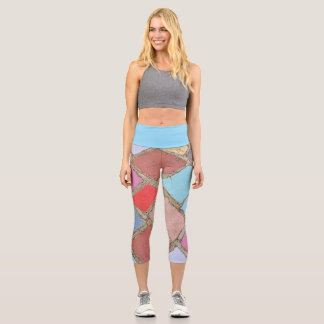 eingeprägte Blätter Capri Leggings