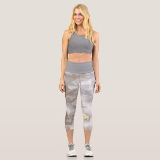 eingeprägte Blätter Capri Leggings