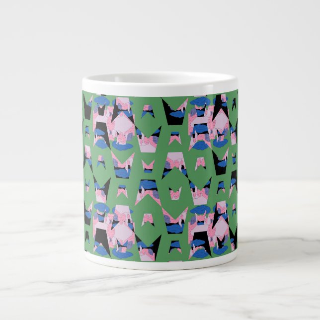 Eingeschlossene Himmel-Flammen-Flügel Jumbo-Tasse (Vorderseite)