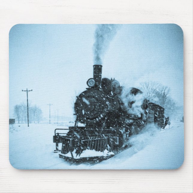 Eingeschneiter Zug Mousepad (Vorne)