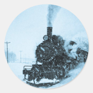 Eingeschneiter Zug Vintage Runder Aufkleber