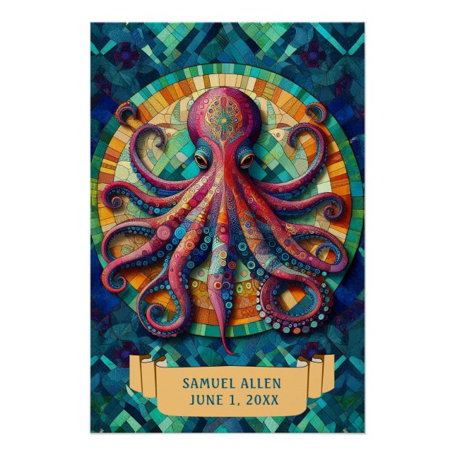 EINGESCHRÄNKT AUSSEHEN FARBBIGER OCTOPUS POSTER (Vorderseite)