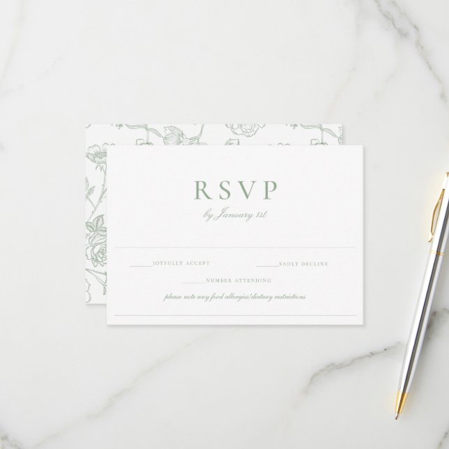 Eingeschränkte Ernährung bei Grünen Hochzeiten RSVP Karte (Vorderseite/Rückseite Beispiel)