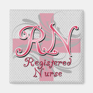 Eingeschriebene Krankenschwestern, rosa Wirbel Magnet