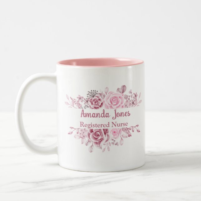 Eingeschriebene Nurse-Rose Zweifarbige Tasse (Links)