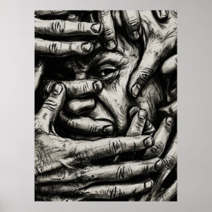 Eingesperrte Gedanken – Kohlestifte Schwarz und We Poster
