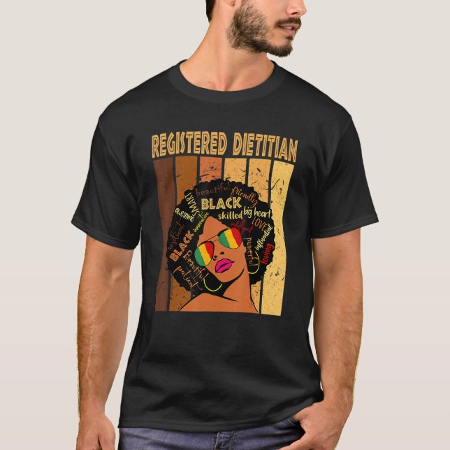 Eingetragene Dietistin Afro African American Black T-Shirt (Vorderseite)