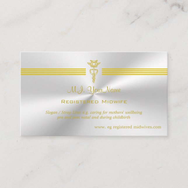 Eingetragene Hebamme mit goldenem Logo Begleitkarte (Vorderseite)