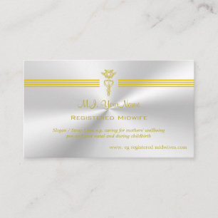 Eingetragene Hebamme mit goldenem Logo Begleitkarte