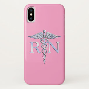 Eingetragene Krankenschwester RN Caduceus auf Pink Case-Mate iPhone Hülle