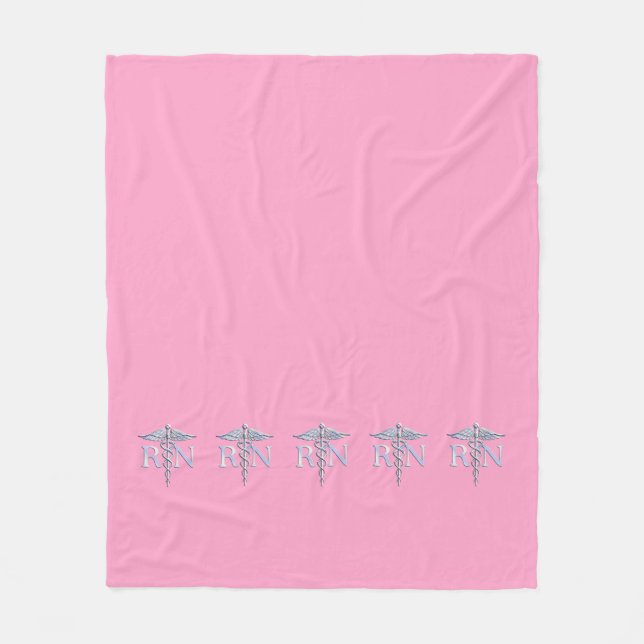 Eingetragene Krankenschwester RN Caduceus auf Pink Fleecedecke (Vorderseite)