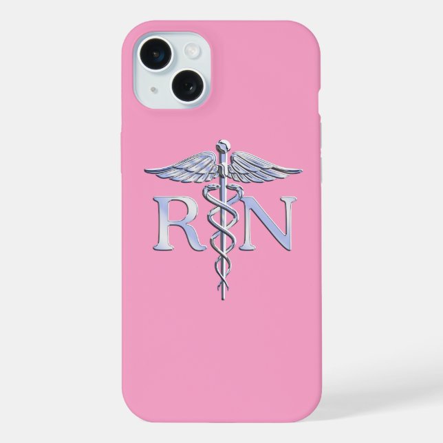 Eingetragene Krankenschwester RN Caduceus auf Pink iPhone Hülle (Rückseite)