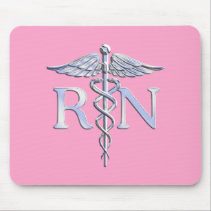 Eingetragene Krankenschwester RN Caduceus auf Pink Mousepad