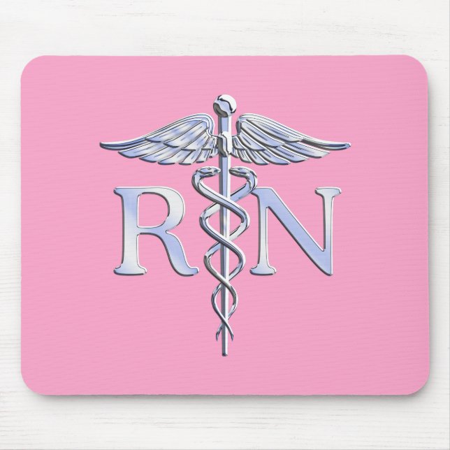 Eingetragene Krankenschwester RN Caduceus auf Pink Mousepad (Vorne)