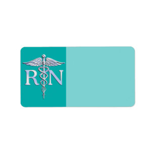 Eingetragene Krankenschwester RN Caduceus auf Türk Adressaufkleber