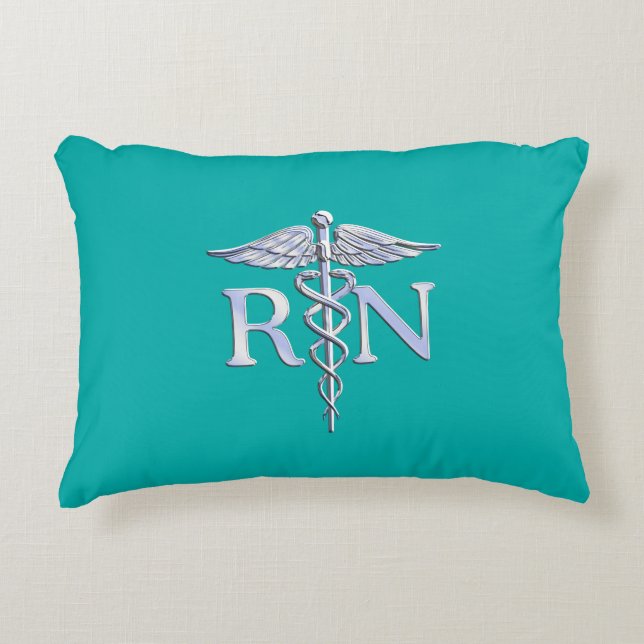Eingetragene Krankenschwester RN Caduceus auf Türk Dekokissen (Vorderseite)
