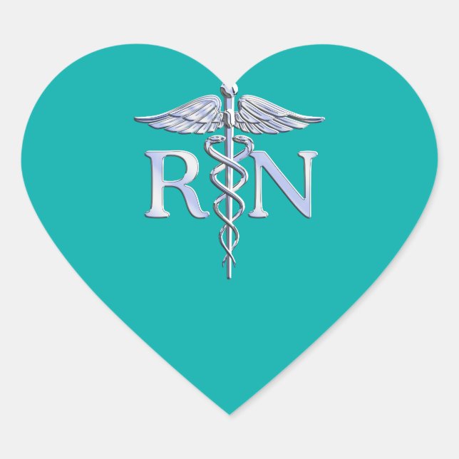 Eingetragene Krankenschwester RN Caduceus auf Türk Herz-Aufkleber (Vorderseite)