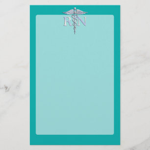 Eingetragene Krankenschwester RN Silver Caduceus a Briefpapier