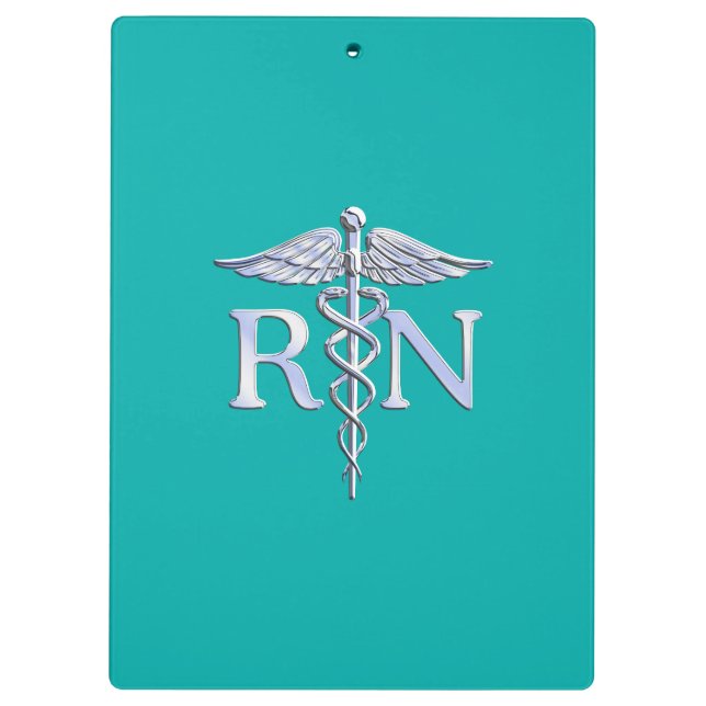 Eingetragene Krankenschwester RN Silver Caduceus a Klemmbrett (Rückseite)