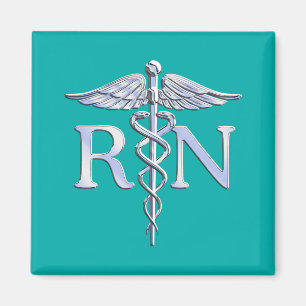Eingetragene Krankenschwester RN Silver Caduceus a Magnet