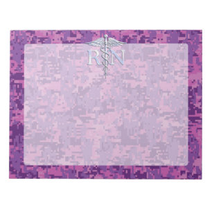 Eingetragene Krankenschwester RN Silver Caduceus a Notizblock