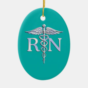 Eingetragene Krankenschwester RN Stilvolles Caduce Keramikornament