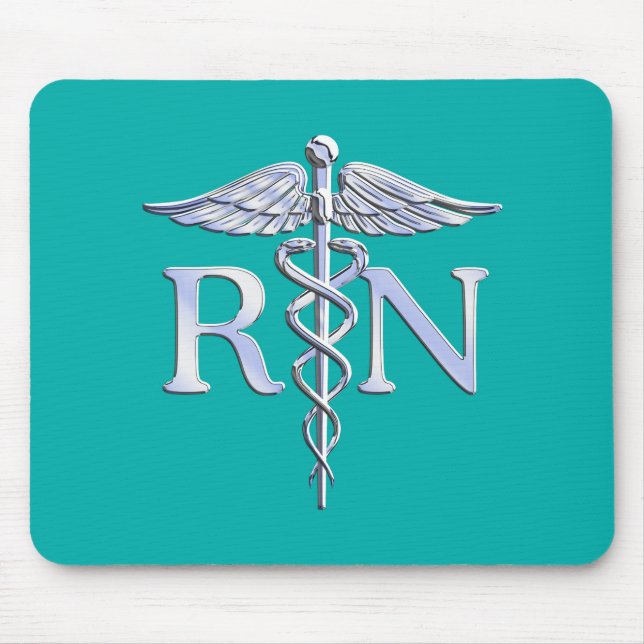 Eingetragene Krankenschwester RN Stilvolles Caduce Mousepad (Vorne)